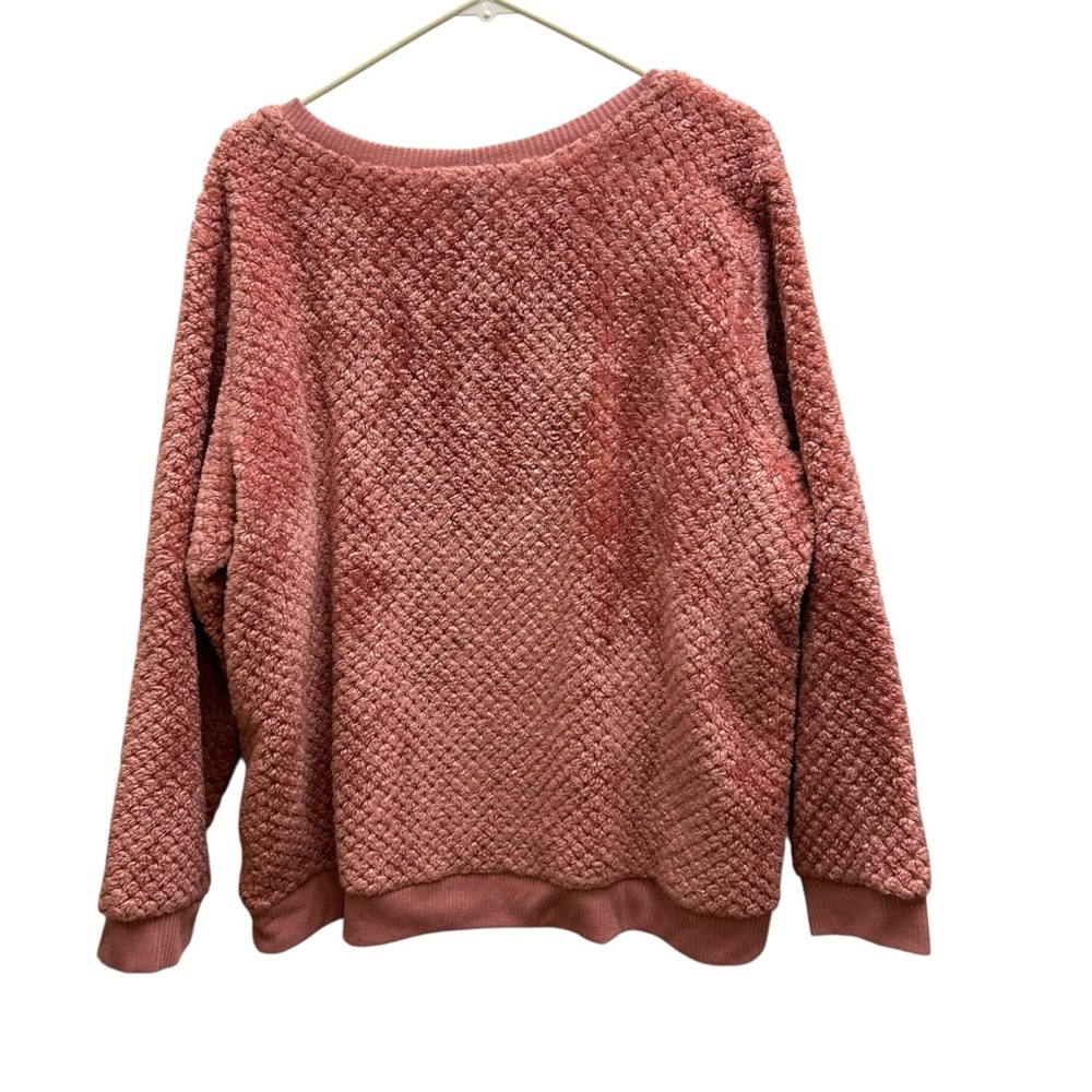 Vintage Blair Pink Textured Knit Sweater Fuzzy Cozy Pullover Crewneck - Picture 8 of 10